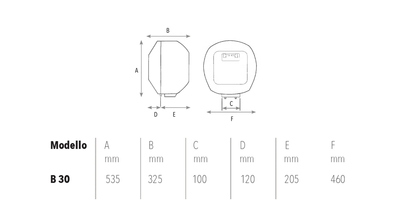 Bandini-Braun - Scaldabagno Elettrico Verticale Da 30 Litri Quadrato Con Scocca In Plastica - Garanzia 2 Anni