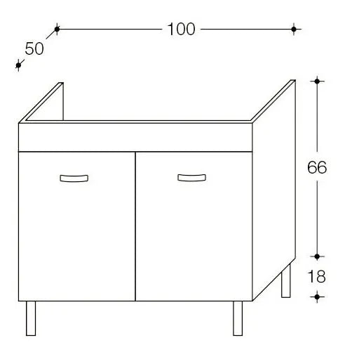 Mobile Sottolavello Cucina Da 100 Cm Solo Per Lavello In Acciaio Inox Da Appoggio - Colore: Bianco (Solo Mobile)