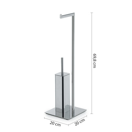 Gedy - Piantana con porta rotolo e porta scopino WC cromato
