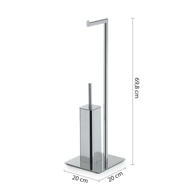 Gedy - Piantana con porta rotolo e porta scopino WC cromato