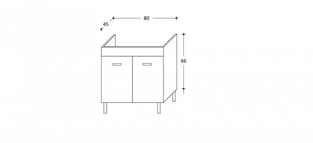 Mobile Sottolavello Cucina Da 80 Cm Solo Per Lavello In Ceramica Da Appoggio - Colore: Bianco (Solo Mobile)