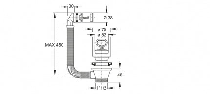 Bonomini - Piletta tradizionale per lavello cucina con troppo pieno con tappo 52 in gomma