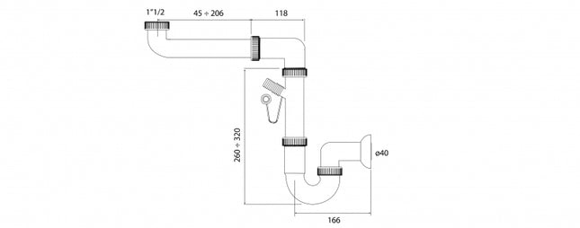 Sifone Salvaspazio Ad Una Via Per Lavello Inox