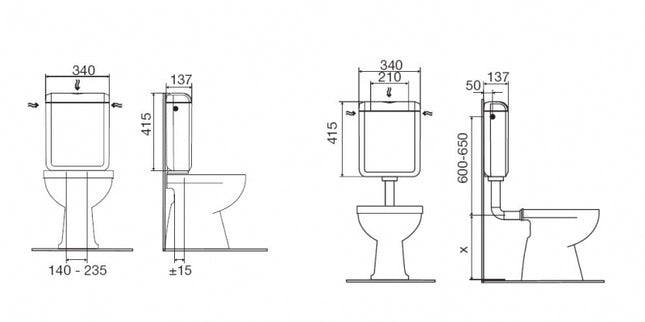 Cassetta di risciacquo esterna doppio scarico 6/3 litri - Modello: Onix Plus