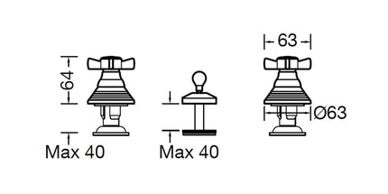 EURORAMA - Batteria Bidet 3 Fori Senza Canna Di Erogazione Serie: Orientes -  Colore: Bronzato