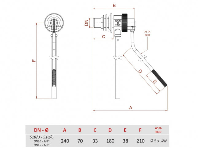 Galleggiante 1/2" Per Cassetta Alta Senza Sfera