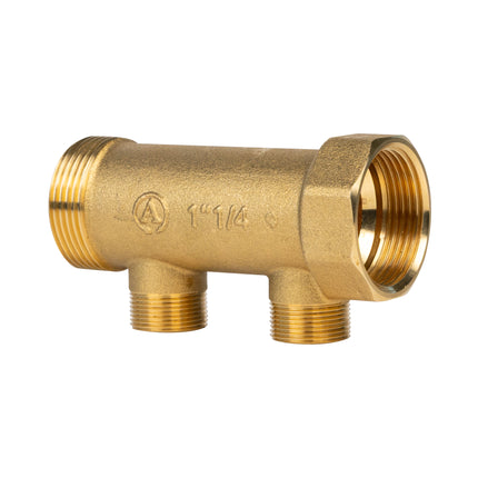 Collettore In Ottone Giallo - Misura: 1"1/4 - 2 uscite 3/4" - Caldo/freddo