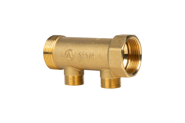 Collettore In Ottone Giallo - Misura: 1"1/4 - 2 uscite 3/4" - Caldo/freddo