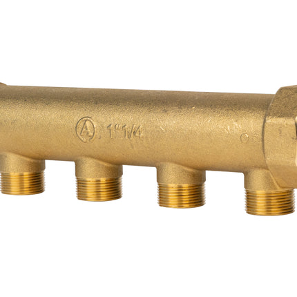 Collettore Ottone Giallo - 4 uscite da 3/4" - Misura: 1"1/4 - Caldo/Freddo