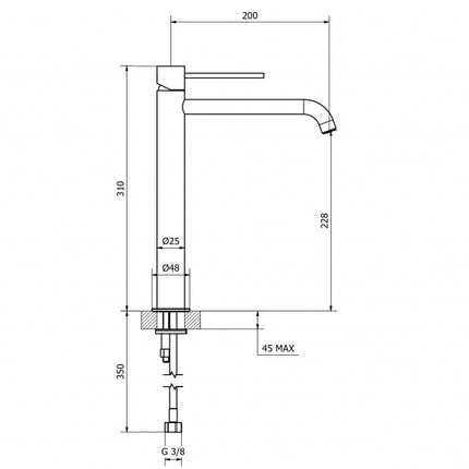 Teorema - Miscelatore lavabo alto serie Jabil 25