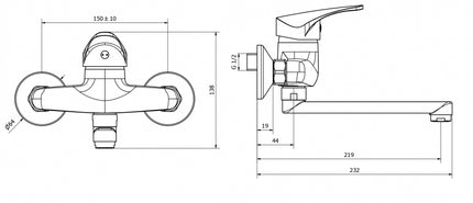 Teorema - Miscelatore Lavello A Muro Cromato - Serie: T-One