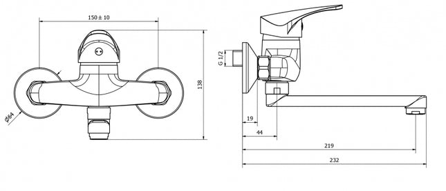 Teorema - Miscelatore Lavello A Muro Cromato - Serie: T-One