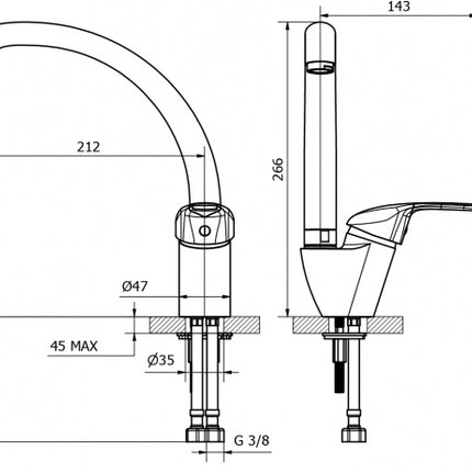 Teorema - Miscelatore Lavello Canna Tonda - Serie: Golf Plus - Colore: Cromato