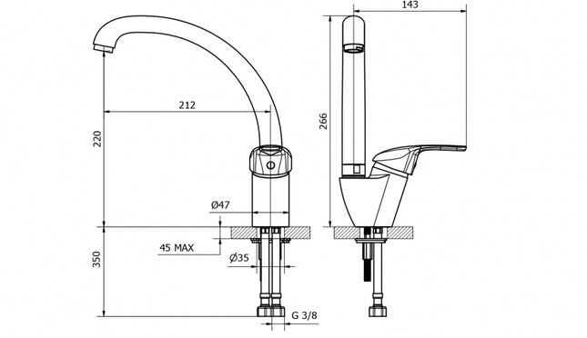 Teorema - Miscelatore Lavello Canna Tonda - Serie: Golf Plus - Colore: Cromato