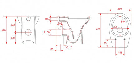 Vaso per anziani filo parete in ceramica