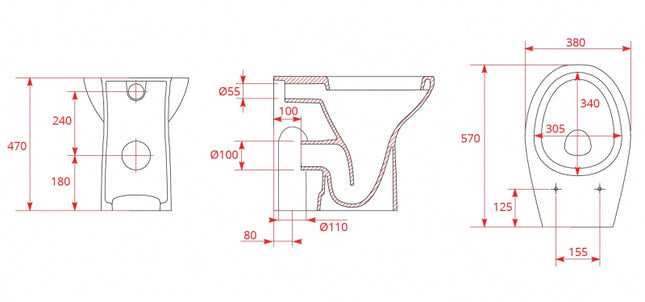 Vaso per anziani filo parete in ceramica