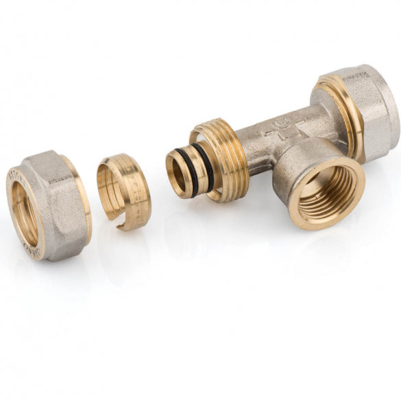 G.T.COMIS Raccordo A Tee Femmina 3/4" ø20 Per Multistrato A Stringere Completo Di Kit