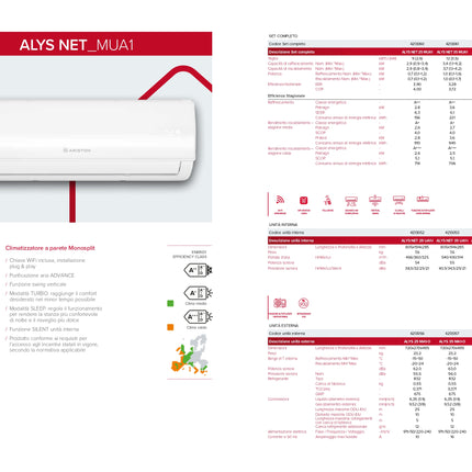 Ariston Climatizzatore/condizionatore Wi-FI Monosplit Inverter 18000 BTU gas R32 - Modello Kios Net