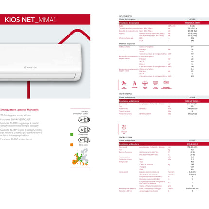 Ariston Climatizzatore/condizionatore Wi-FI Monosplit Inverter 9000 BTU gas R32 - Modello Kios Net