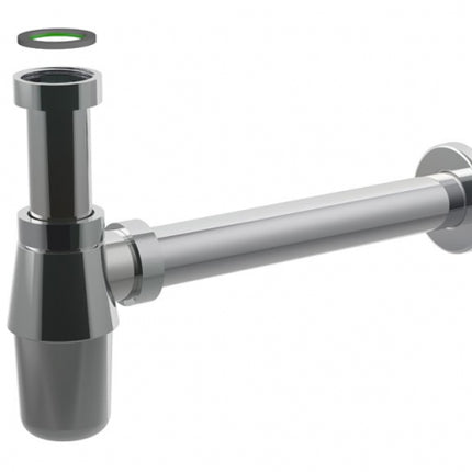 Bonomini - Sifone a bottiglia 1" ø26 in ottone cromato con ghiere e canotti inox senza piletta