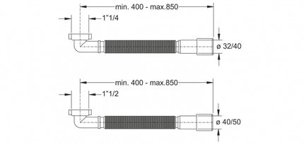 Bonomini - Tubo Estensibile Flessibile 11/2" Ø40 Con Attacco Curvo