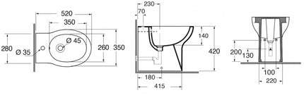 Azzurra - Bidet Filo Parete bianco Serie Click (miscelatore escluso)