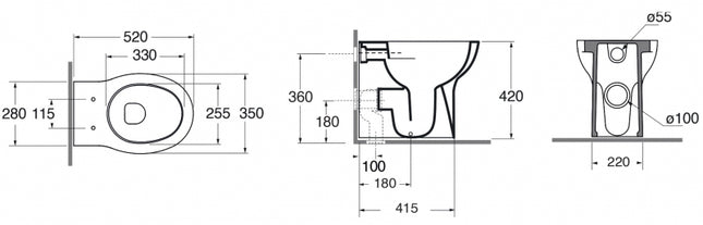 Azzurra - Vaso Filo Parete bianco Serie Clik (senza coprivaso)