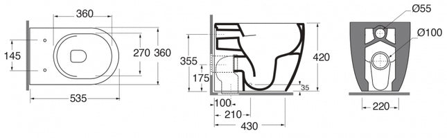 AZZURRA - Vaso Filo Parete Easy Clean - Serie: Comoda