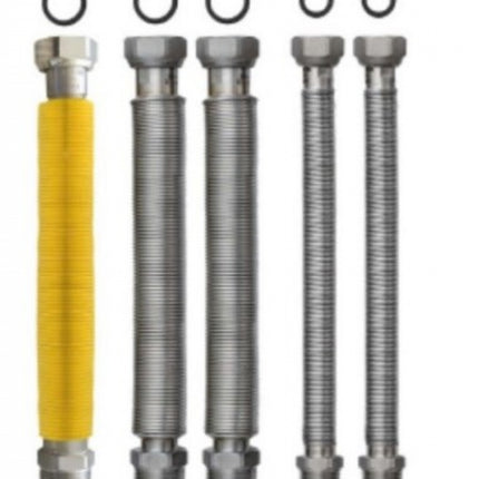 Kit in blister flessibili inox allacciamento caldaia e scaldino 220-420 mm