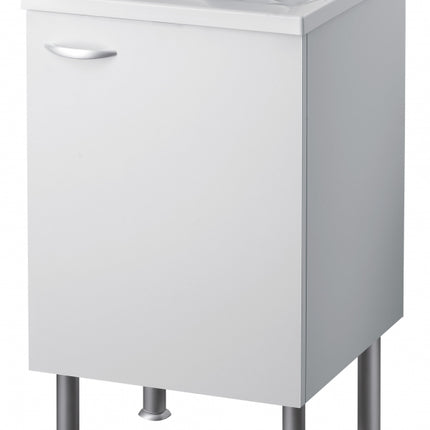 ELLE EMME CI - Lavatoio In Resina Con Mobile 2 Ante In Bilaminato 50×50×85 (L×P×H) CM Colore: Bianco