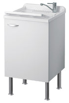 ELLE EMME CI - Lavatoio In Resina Con Mobile 2 Ante In Bilaminato 50×50×85 (L×P×H) CM Colore: Bianco