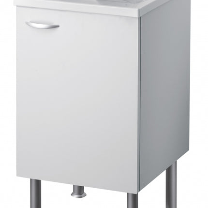 ELLE EMME CI - Lavatoio In Vetroresina Con Mobile In Legno 1 Anta In Bilaminato 45×50×85 Colore: Bianco (L×P×H) CM