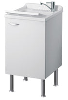 ELLE EMME CI - Lavatoio In Vetroresina Con Mobile In Legno 1 Anta In Bilaminato 45×50×85 Colore: Bianco (L×P×H) CM