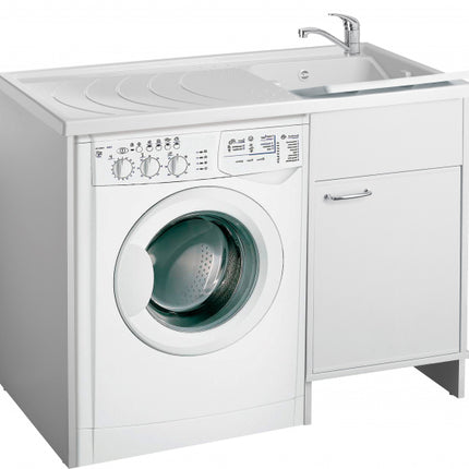 Lavatoio In Resina Con Mobile 1 Anta In Pvc Coprilavatrice 109×60×89 (L×P×H) CM