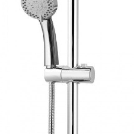 Saliscendi per doccia con doccetta 5 getti e portasapone con interasse regolabile