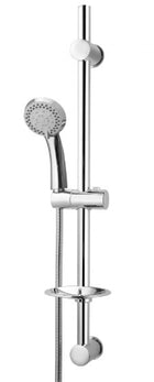Saliscendi per doccia con doccetta 5 getti e portasapone con interasse regolabile