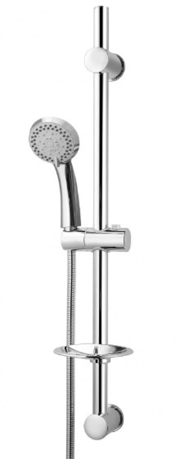 Saliscendi per doccia con doccetta 5 getti e portasapone con interasse regolabile