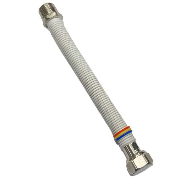 Flessibile inox rivestito bianco omologato acqua e gas - Misura: 3/4" 220/420 mm