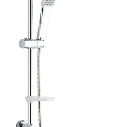 Colonna doccia cromata con flessibile, doccetta e soffione - modello: nature quadra