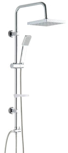 Colonna doccia cromata con flessibile, doccetta e soffione - modello: nature quadra