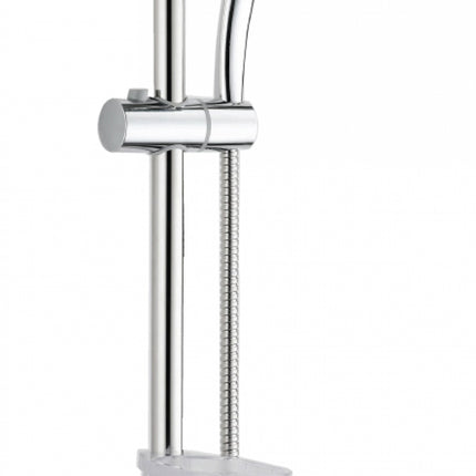Saliscendi con asta ø25 mm, altezza 660 mm, doccetta 1 getto cromata, portasapone e flessibile 150 cm - Modello: nature 125