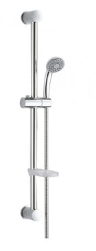 Saliscendi con asta ø25 mm, altezza 660 mm, doccetta 1 getto cromata, portasapone e flessibile 150 cm - Modello: nature 125