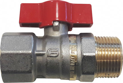 Effebi - Valvola arresto a sfera maschio-femmina 1/2" con 7 filetti e farfalla rossa