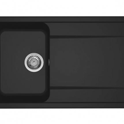 Elleci - Lavello Da Incasso reversibile In Composito Granitek Con Due Vasche + Appoggio - Misura: 86x50 cm - Colore: Nero - Modello: Life