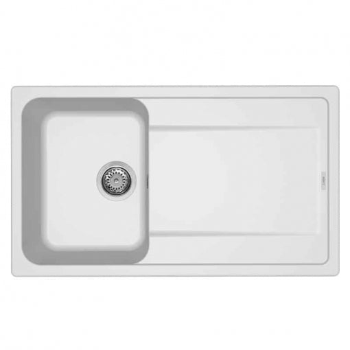 Lavello da incasso in composito granitek 86x50 cm 1 vasca + gocciolatoio reversibile - Colore: bianco - Modello: Life