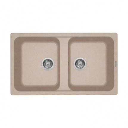 Elleci - Lavello Da Incasso In Composito Granitek 86x50 cm 2 vasche - Colore: Avena - Modello: Life