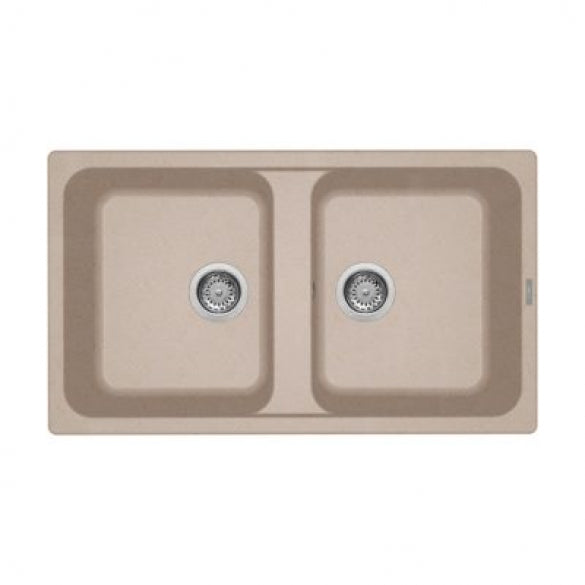 Elleci - Lavello Da Incasso In Composito Granitek 86x50 cm 2 vasche - Colore: Avena - Modello: Life