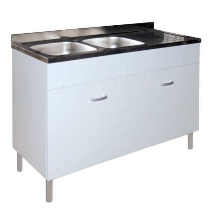 Mobile Sottolavello Cucina Da 120 Cm Solo Per Lavello In Acciaio Inox Da Appoggio - Colore: Bianco (Solo Mobile)
