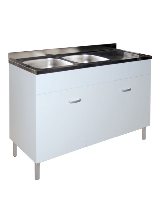 Mobile Sottolavello Cucina Da 120 Cm Solo Per Lavello In Acciaio Inox Da Appoggio - Colore: Bianco (Solo Mobile)