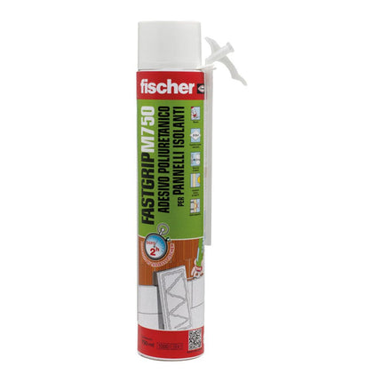 Fischer - Adesivo poliuretanico 750 ml per l’incollaggio di pannelli isolanti, cartongesso e materiali rettificati non strutturali/schiuma ideale per posizionamento piatti doccia